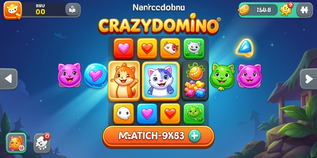Tangkapan layar dari gameplay seru CRAZYDOMINO Match-3.