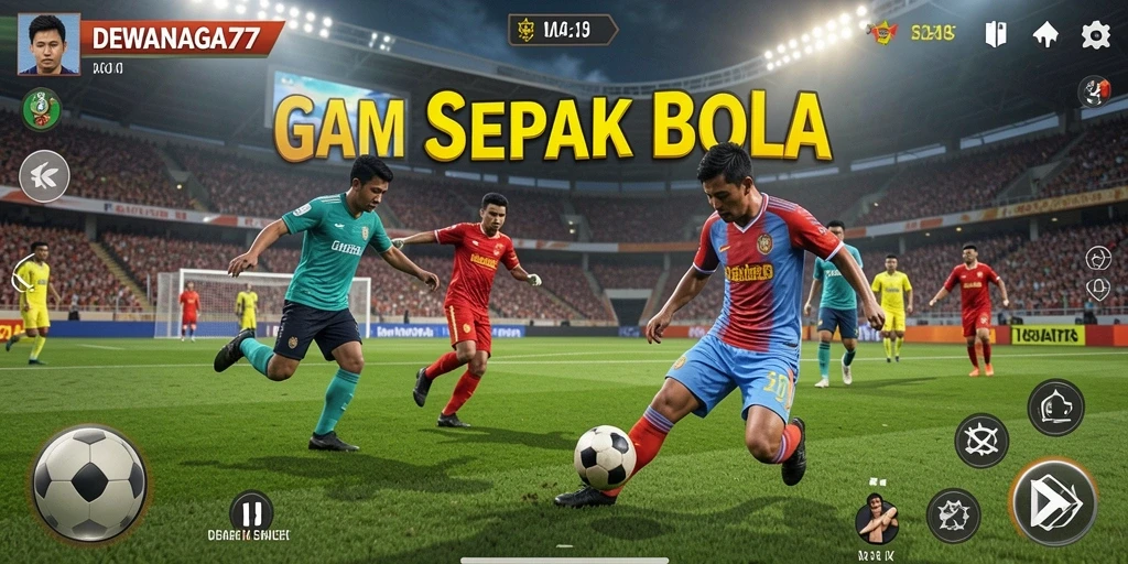 Tampilan gameplay menarik dari DEWANAGA77 dengan aksi sepak bola yang mendebarkan.