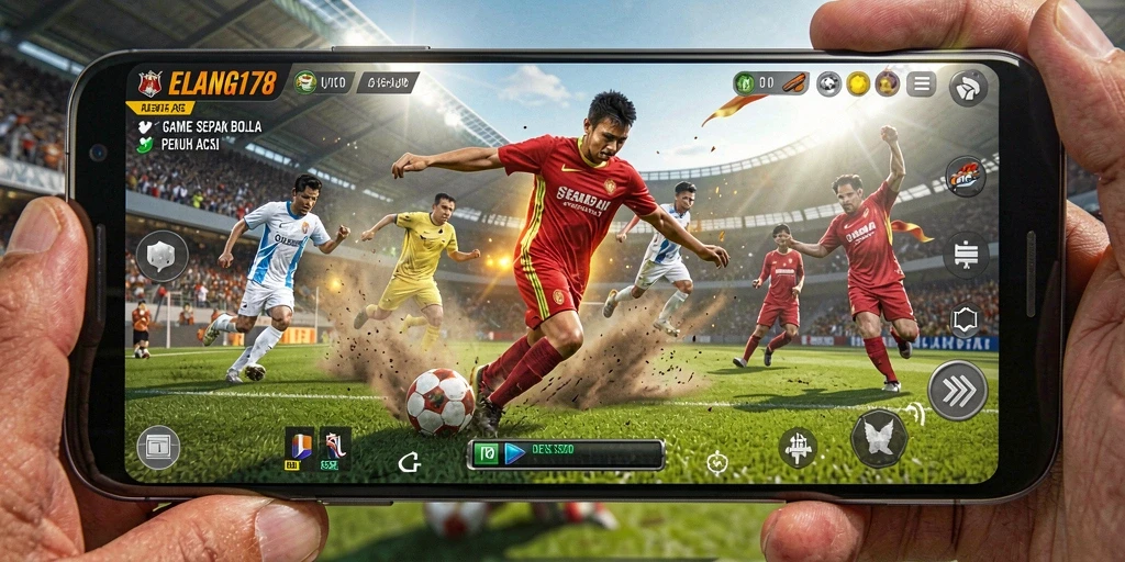 Tampilan gameplay ELANG178 yang mendebarkan dan penuh aksi sepak bola.