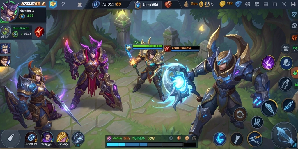 Screenshot gameplay JOSS188 menampilkan pertempuran seru di arena MOBA.