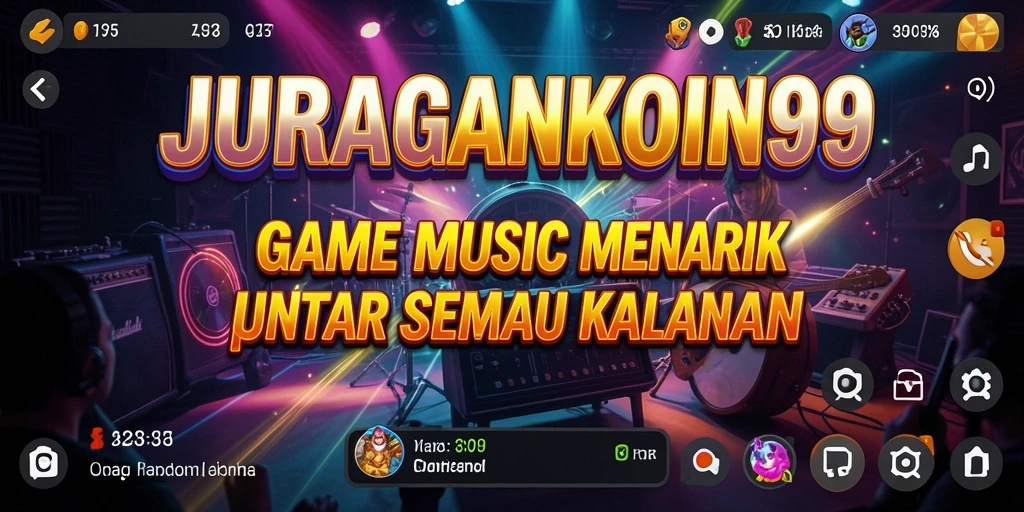 Screenshot gameplay JURAGANKOIN99 menampilkan antarmuka interaktif dengan berbagai pilihan lagu.