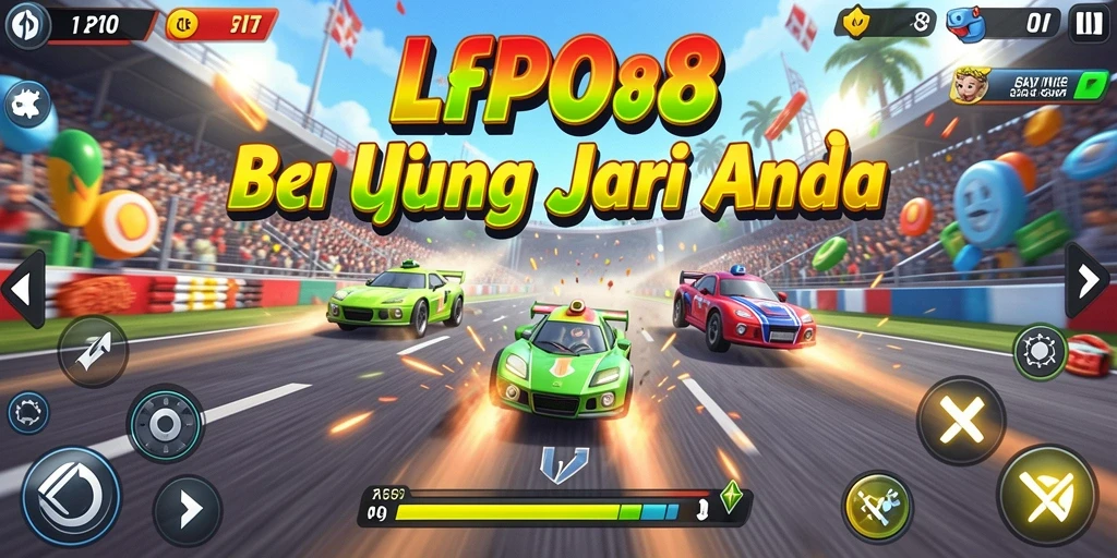 Screenshot gameplay LPO88 menampilkan balapan seru dan mobil yang keren.