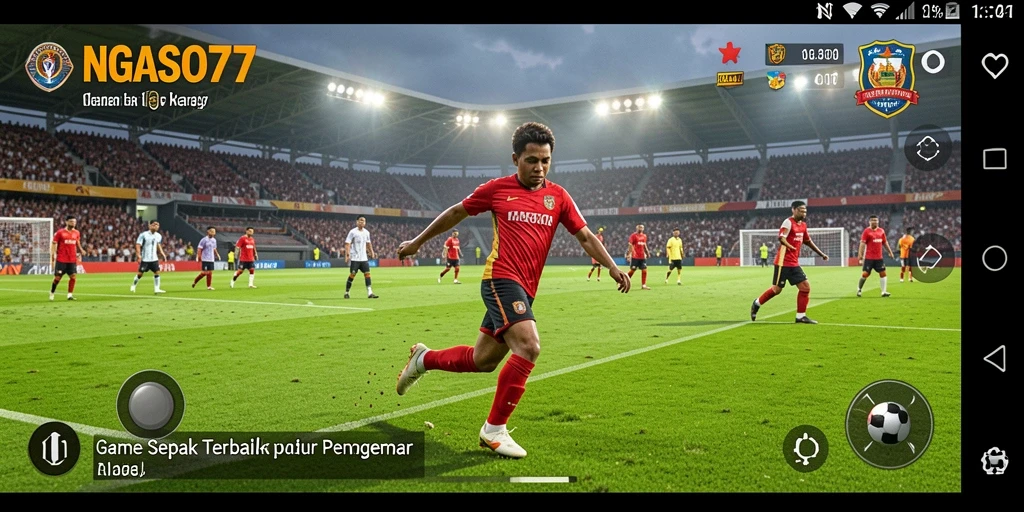Screenshot gameplay NGASO77 menampilkan aksi mendebarkan dalam pertandingan sepak bola.