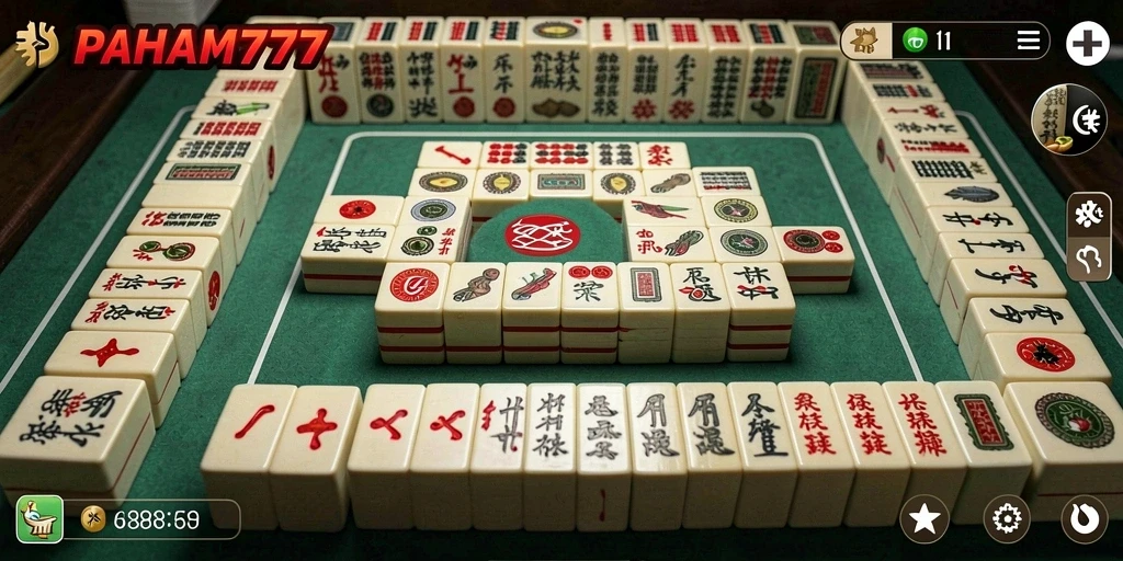 Screenshot utama PAHAM777 menampilkan gameplay Mahjong yang menarik.