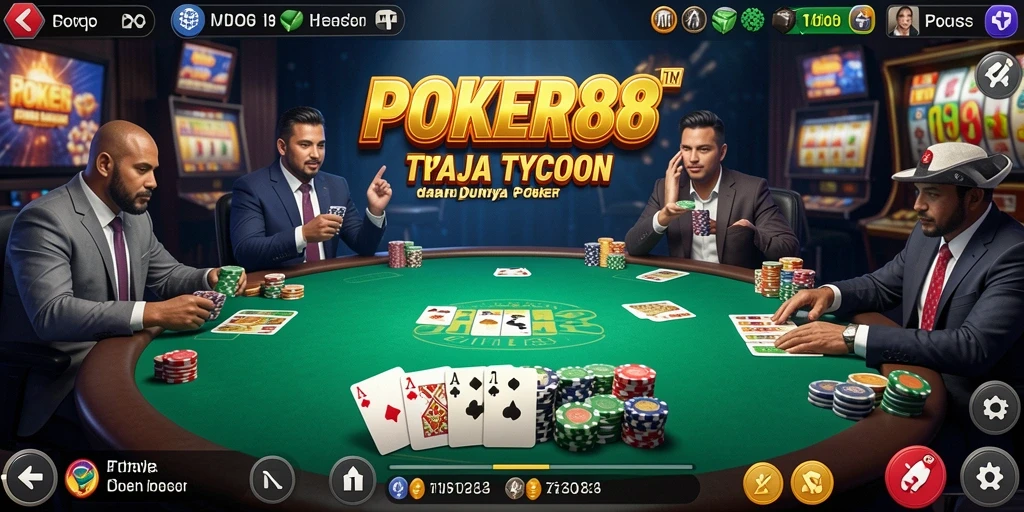 Screenshot gameplay POKER88 menunjukkan suasana permainan yang mendebarkan.
