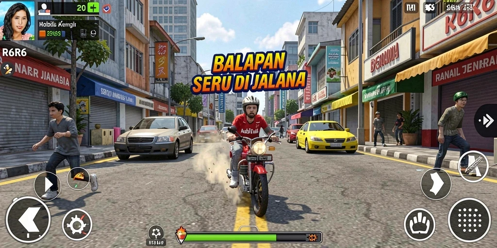 Gameplay seru dalam balapan mobil R6R6 yang mengesankan.