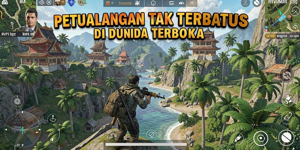 Screenshot gameplay Open World RVIP3 menampilkan suasana petualangan yang mendebarkan.