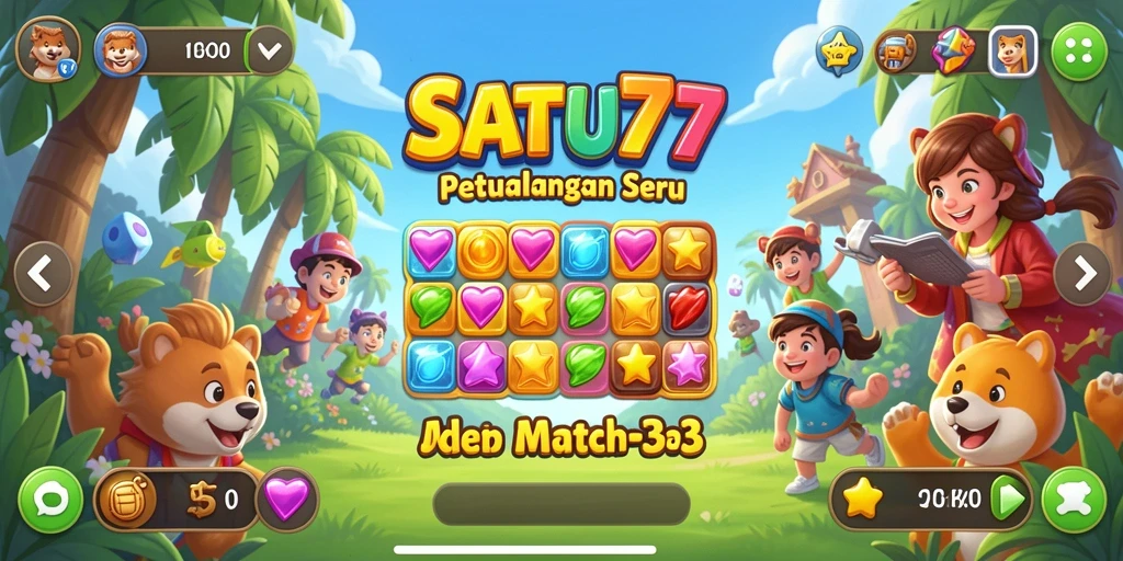 Tampilan menakjubkan dari gameplay Match-3 di SATU77.