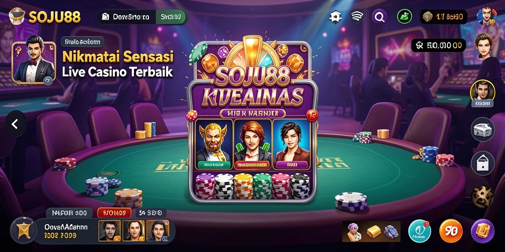 Tampilan mendebarkan gameplay Live Casino di SOJU88.