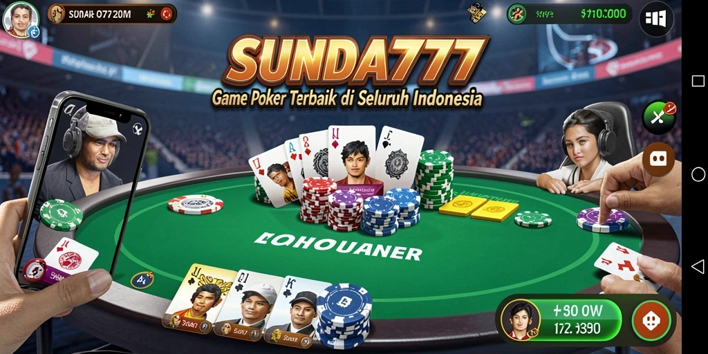 Tampilan gameplay Poker yang menarik dan interaktif di SUNDA777.