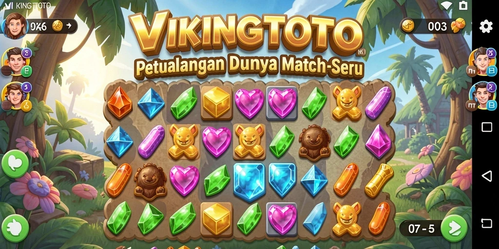 Screenshot gameplay VIKINGTOTO dengan aksi Match-3 yang menegangkan.