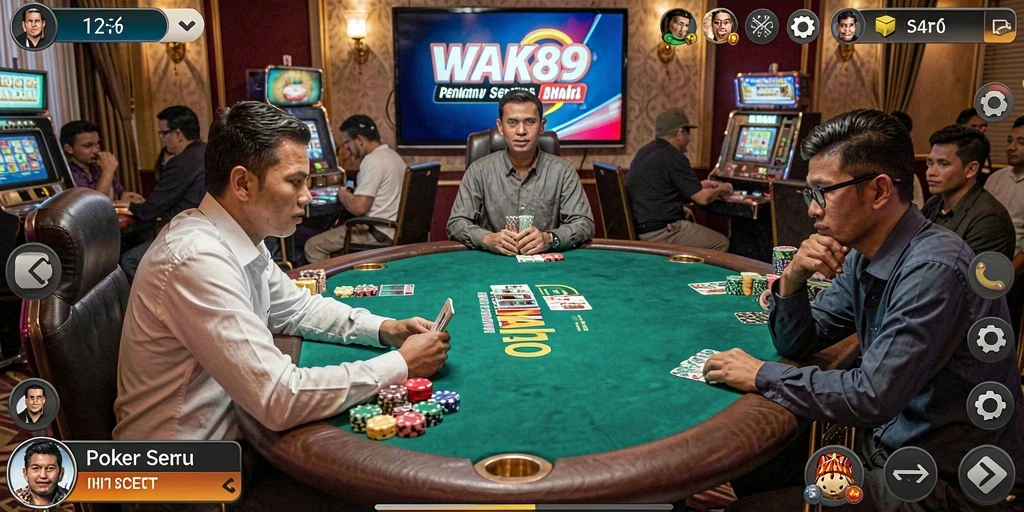 Screenshot utama WAK89 yang menunjukkan aksi seru permainan poker.
